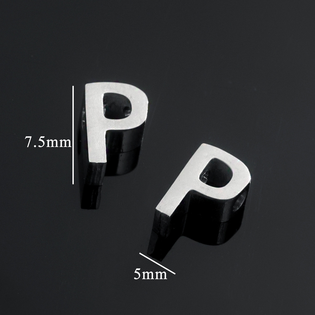 Silver color / 1 Piece Simple Casual Style Letter P Shape Stainless Steel Unisex Pendant Picture16